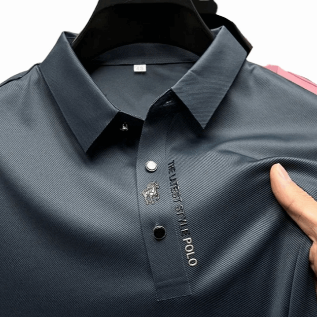 Camisa Polo Masculina de Seda Gelada