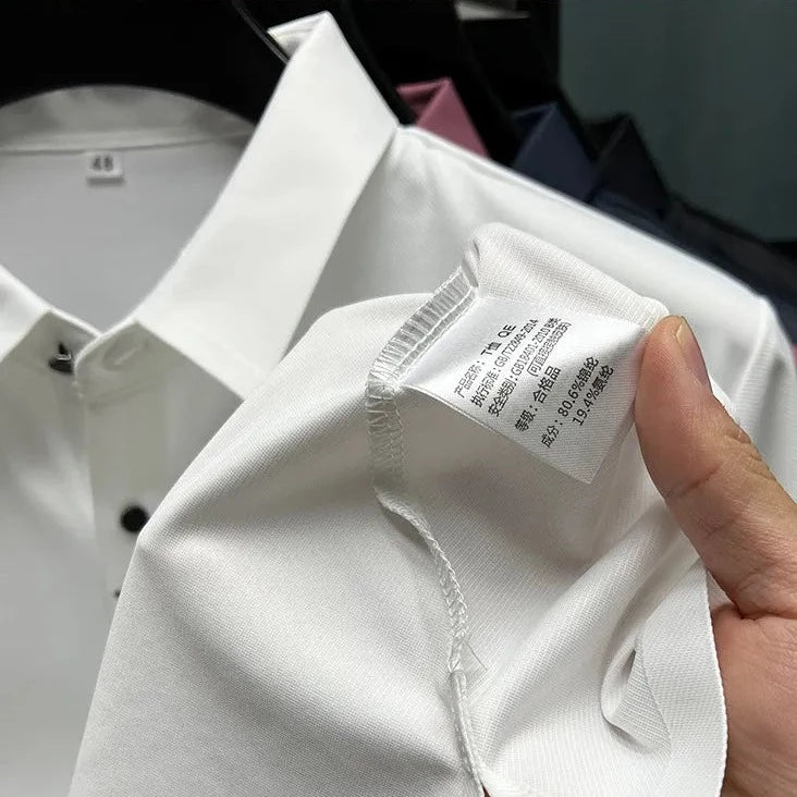 Camisa Polo Masculina de Seda Gelada