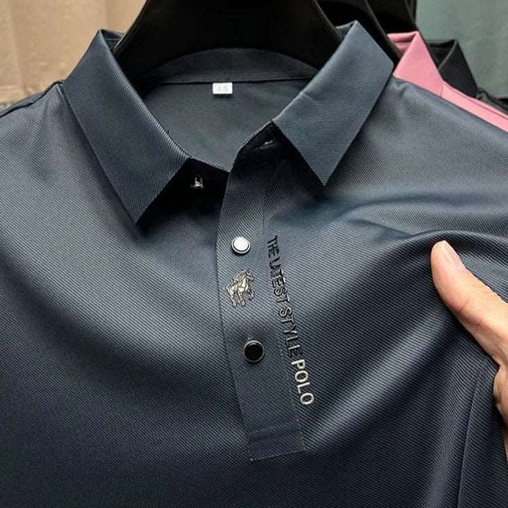 Camisa Polo Masculina de Seda Gelada