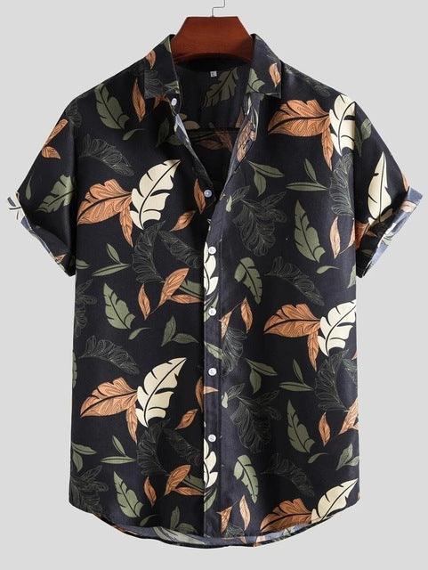 Camisa Manga Curta Floral Black