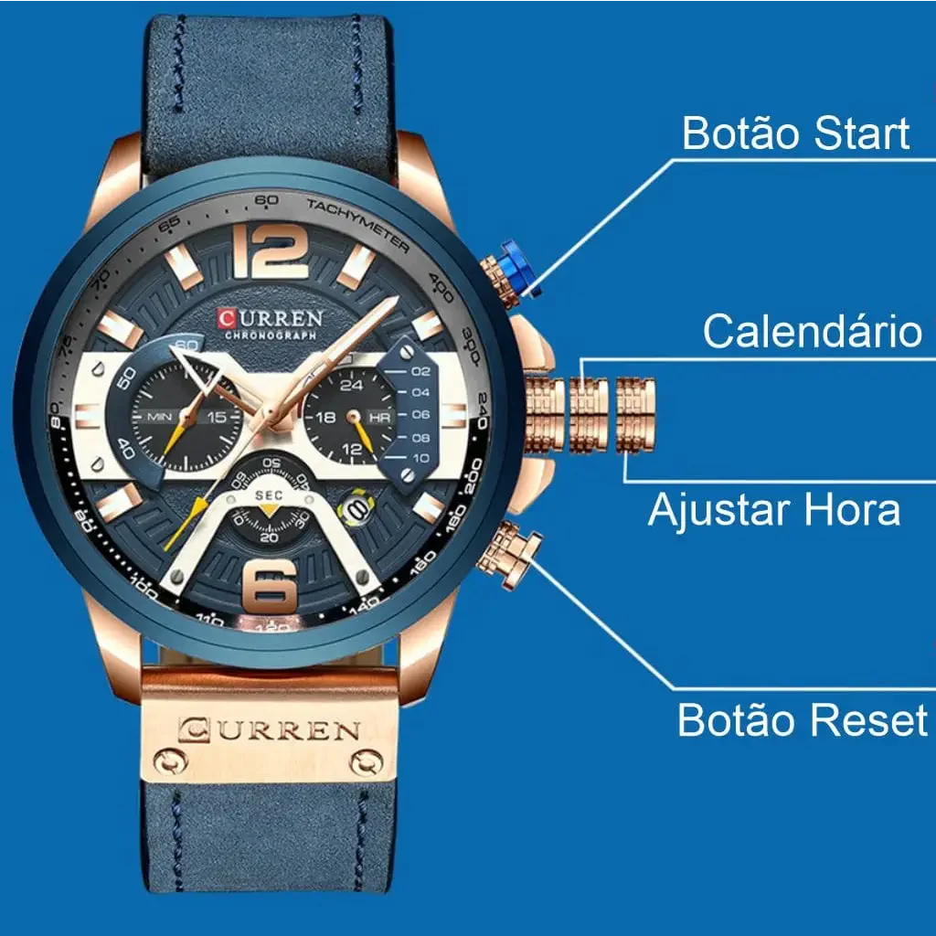 Relógio Masculino Curren Precision Azul